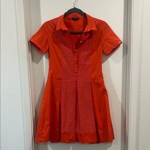 Hazzys Vibrant Orange Mini Dress with Button & Eyelet Details Size Small